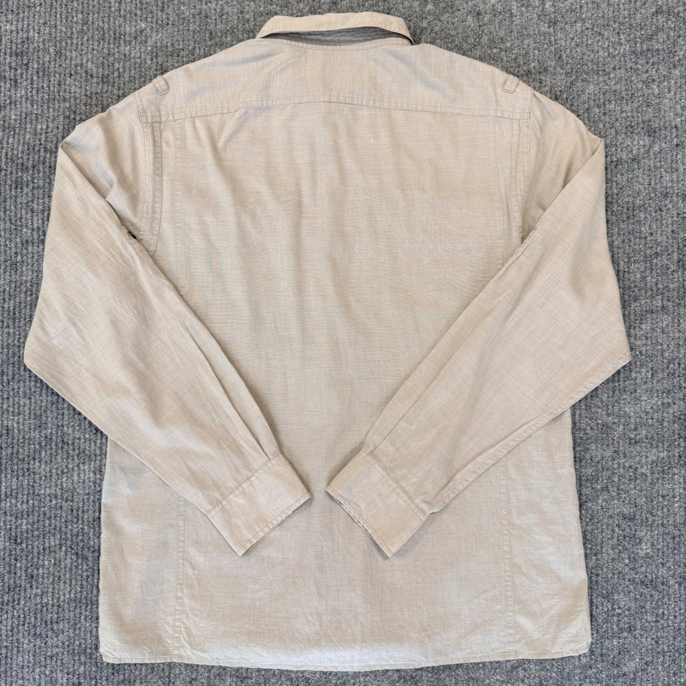 John Varvatos USA Mens XL Tan Beige Utility Roll Tab Sleeve Button Down Shirt - Picture 8 of 11